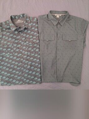 Tommy Bahama Aqua & Gray Short-Sleeve Button-Down Shirts (Set)